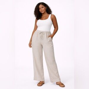 Parachute Light Khaki Linen Wide Leg Relaxed Pants Elastic tie waist resort L